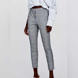 Zara Yellow and Gray Checkered Pants